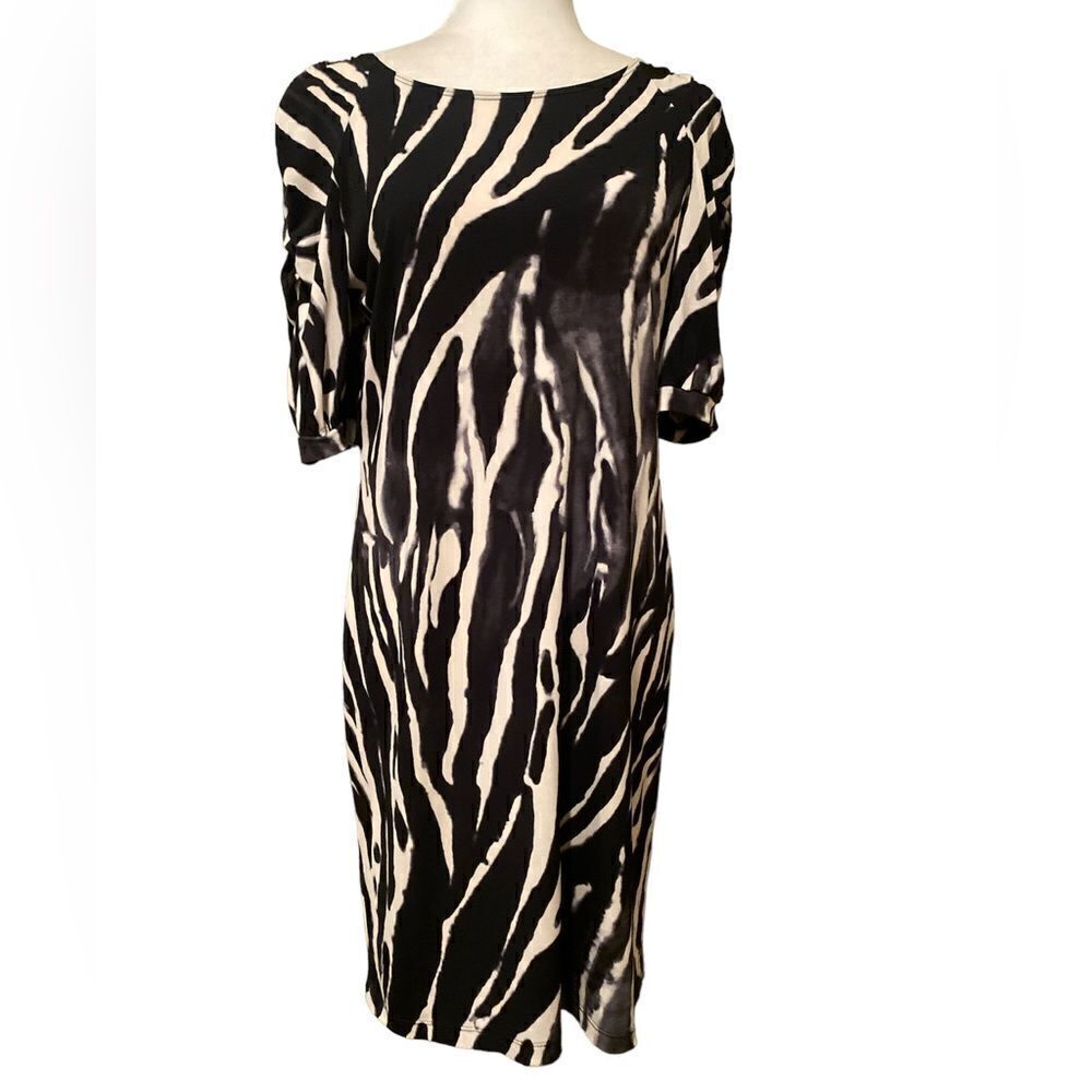 Chico’s Animal Print Dress Size Medium Black & White